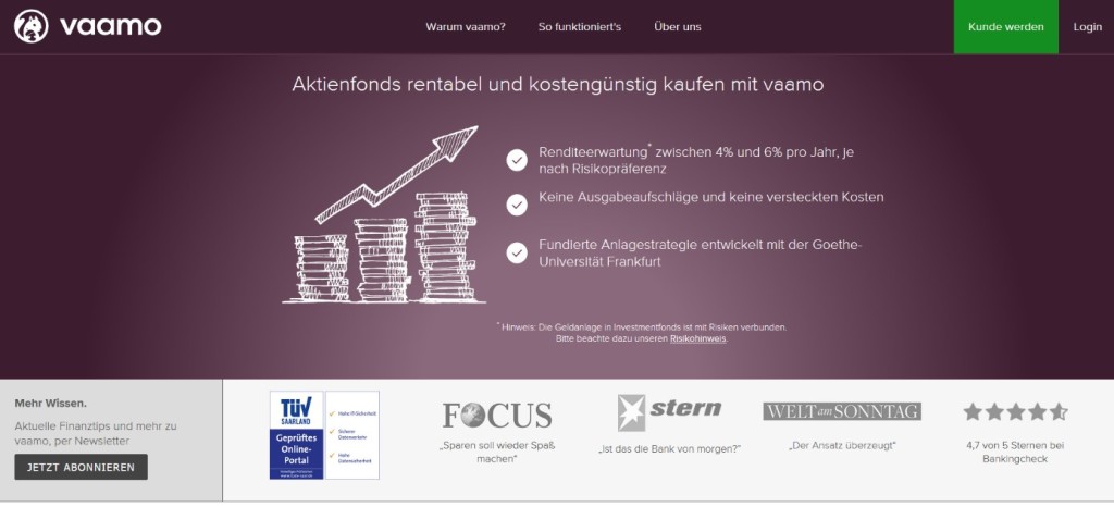Das Angebot von Vaamo ist wenig umfangreich