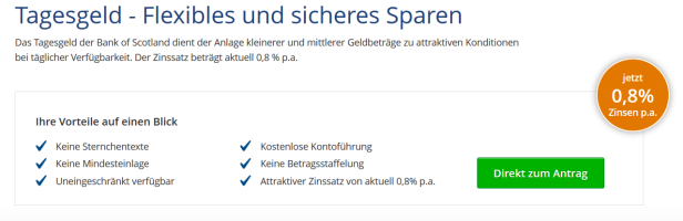 Bank of Scotland Tagesgeld-Angebot