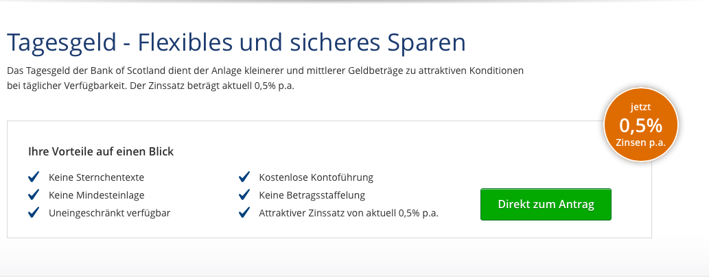 Bank of Scotland Tagesgeld Erfahrungen » Pros & Cons | Test