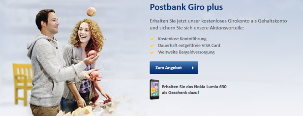 Für das Postbank Giro plus erhalten Kunden ein Smartphone als kostenfreie Prämie