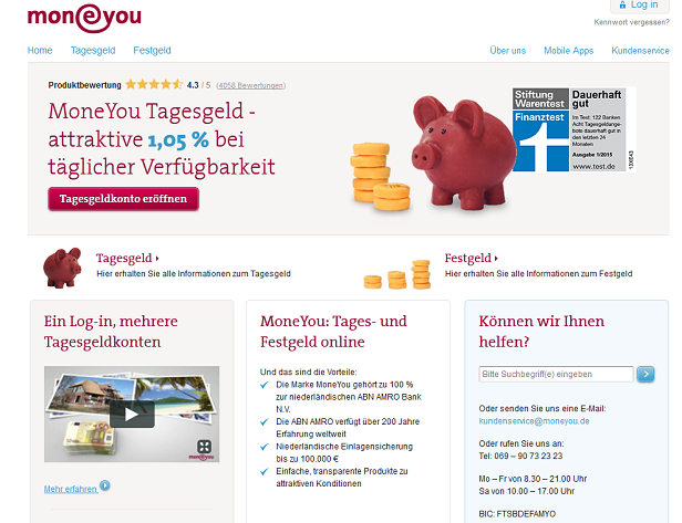 Einen ersten Überblick gibt es auf der Webseite von Moneyou
