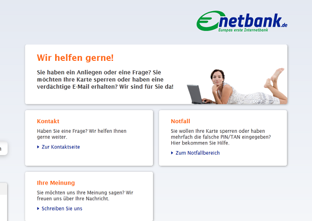 Es gibt verschiedene Möglichkeiten mit dem Support von der Netbank Kontakt aufzunehmen