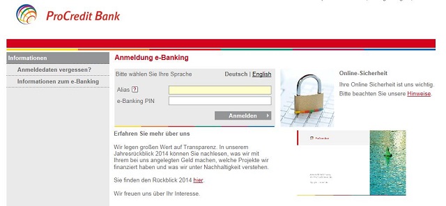 Der Log-In zum Online-Banking