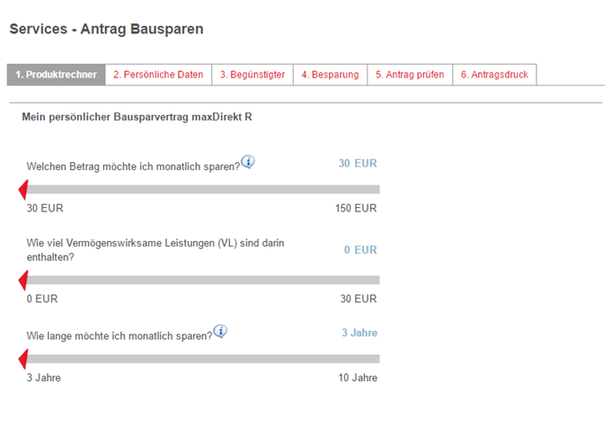 Die Produktmaske von BKM Bausparkasse