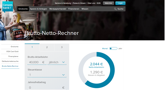 Der Brutto-Rechner bei der Consorsbank