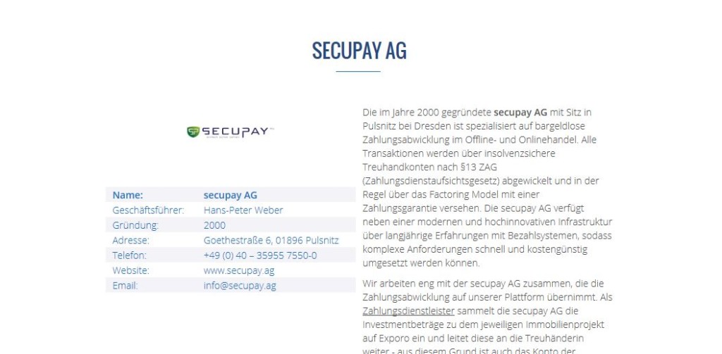 Die Secupay AG als Zahlungsabwickler bei Exporo