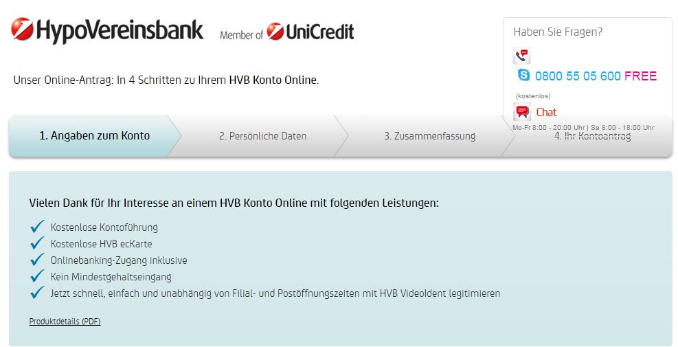 HypoVereinsbank Konto-Eröffnung