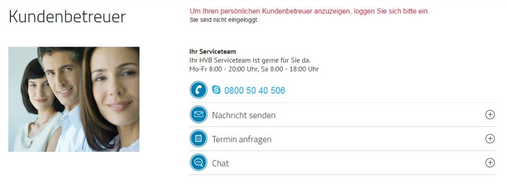 Service bei der HypoVereinsbank