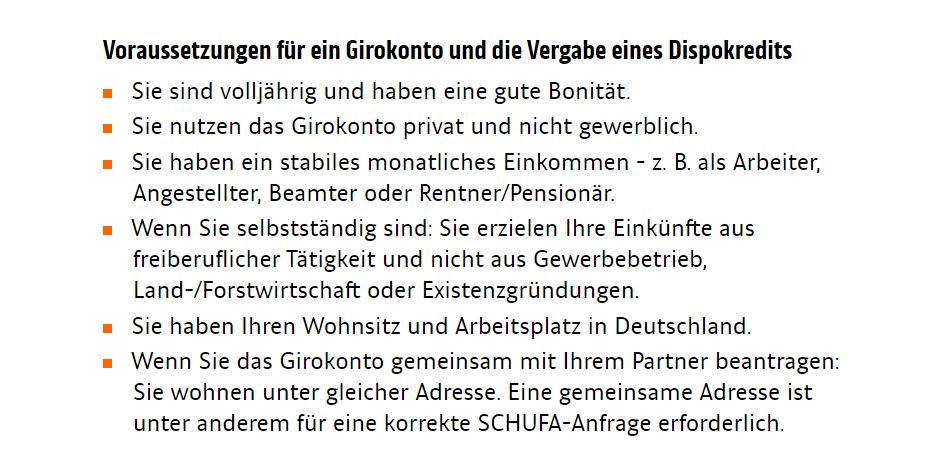 Die Voraussetzungen vom ING-DiBa Girokonto