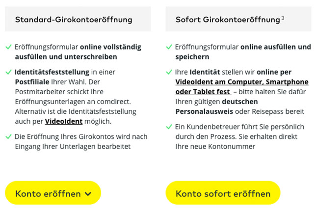 Comdirect Girokonto Erfahrungen: Kontoeröffnung