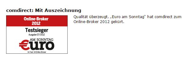 comdirect Auszeichnung als bester Online-Broker