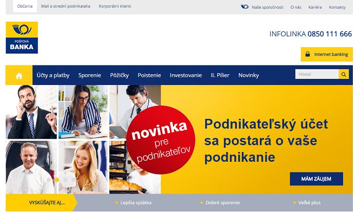 Postova Bank Webseite