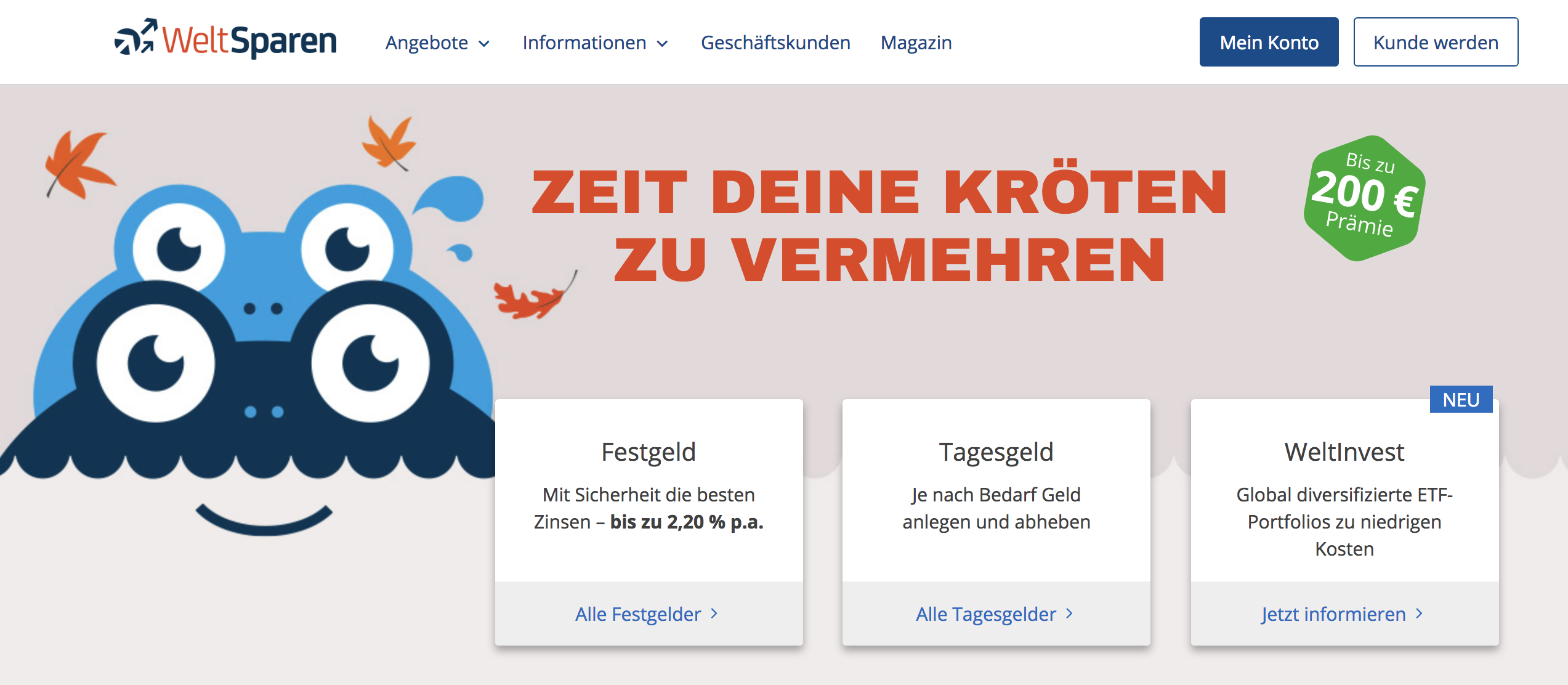 WeltSparen Webseite