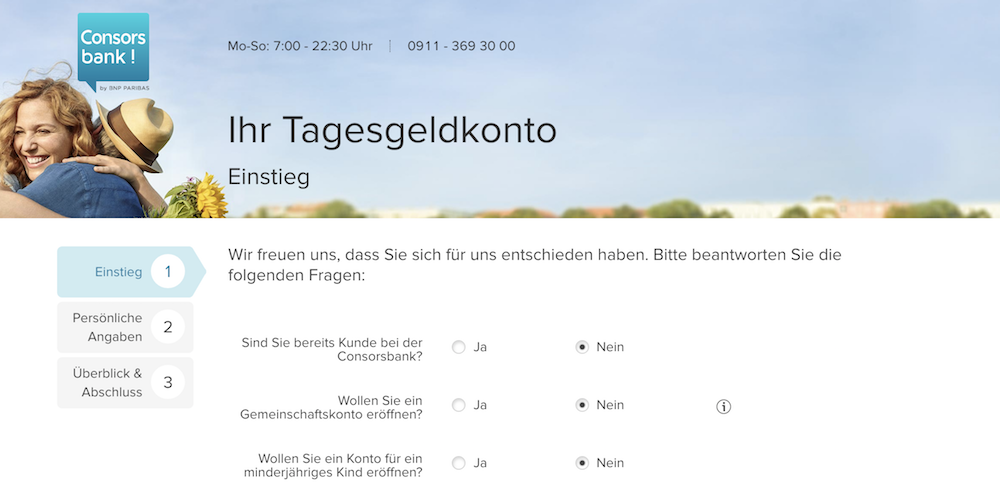 Das Tagesgeldkonto der Consorsbank ist binnen weniger Klicks eingerichtet