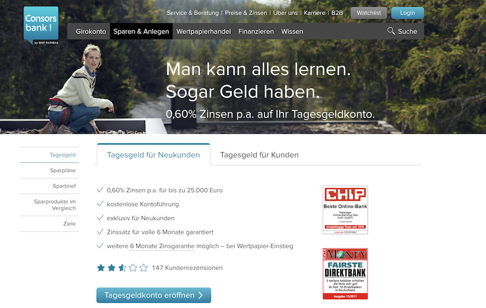 Consorsbank Tagesgeld-Angebot